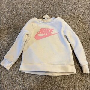 Nike Toddler Girls Sweatshirt Pink Logo White 2T Crewneck Pullover